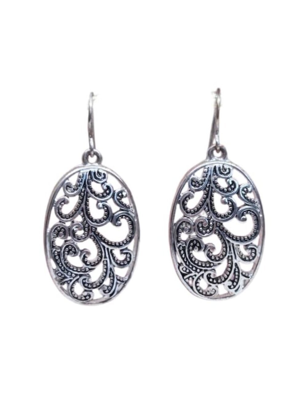 Vintage Paisley Silver Dangle Earrings (Western/Cowgirl Style)